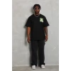 Erkek Baskılı T-shirt Kısa Kol Bisiklet Yaka Regular Fit Rahat Kalıp Günlük Tişört - Siyah
