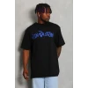 Erkek Baskılı T-shirt Kısa Kol Bisiklet Yaka Regular Fit Rahat Kalıp Günlük Tişört - Siyah