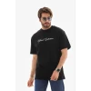 Erkek Baskılı T-shirt Kısa Kol Bisiklet Yaka Regular Fit Rahat Kalıp Günlük Tişört - Siyah