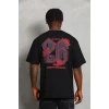 Erkek Baskılı Tişort Kısa Kol Bisiklet Yaka Ovarsize T-shirt - Siyah