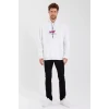 Erkek Baskılı Üç İplik Kapüşonlu Oversize Sweatshirt - Beyaz