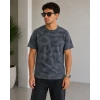 Erkek Batik Desenli Tişört Bisiklet Yaka Kısa Kol Regular Fit T-shirt - Füme