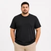 Erkek Battal Big Size Basic Tişört Bisiklet Yaka Rahat Kalıp T-shirt - Siyah