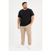 Erkek Battal Big Size Basic Tişört Bisiklet Yaka Rahat Kalıp T-shirt - Siyah