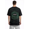 Erkek Bisiklet Yaka Baskılı Kısa Kollu Tişört Streetwear Günlük Basic Pamuklu T-shirt - Siyah