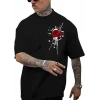 Erkek Bisiklet Yaka Kısa Kol Baskılı T-shirt - Siyah