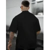 Erkek Bisiklet Yaka Kısa Kol Baskılı T-shirt - Siyah