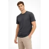 Erkek Bisiklet Yaka Tişört Regular Kalıp Basic Pamuklu Günlük Kullanım T-shirt - Füme