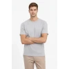 Erkek Bisiklet Yaka Tişört Regular Kalıp Basic Pamuklu Günlük Kullanım T-shirt - Gri