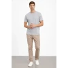 Erkek Bisiklet Yaka Tişört Regular Kalıp Basic Pamuklu Günlük Kullanım T-shirt - Gri