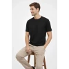 Erkek Bisiklet Yaka Tişört Regular Kalıp Basic Pamuklu Günlük Kullanım T-shirt - Siyah