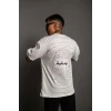 Erkek Bisiklet Yakalı Sırt Baskılı Oversize T-shirt - Beyaz