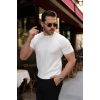 Erkek Çizgi Kabartmalı Kısa Kollu Triko Tişört