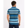 Erkek Çizgili Polo Yaka Tişört Kısa Kol Yazlık T-shirt Regular Fit - Mavi