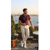 Erkek Desenli Kısa Kollu Triko Tişört - %100 Pamuk Akrilik