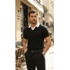 Erkek Desenli Kısa Kollu Triko Tişört - %100 Pamuk Akrilik