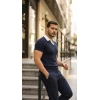 Erkek Desenli Kısa Kollu Triko Tişört - %100 Pamuk Akrilik