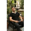Erkek Desenli Kısa Kollu Triko Tişört - %100 Pamuk Akrilik