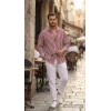Erkek Dikey Çizgili Yarım Oversize Gömlek