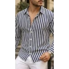 Erkek Dikey Çizgili Yarım Oversize Gömlek