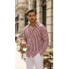 Erkek Dikey Çizgili Yarım Oversize Gömlek
