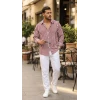 Erkek Dikey Çizgili Yarım Oversize Gömlek