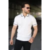 Erkek Dokulu Desen Yakalı Kısa Kollu Tişört