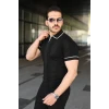 Erkek Dokulu Desen Yakalı Kısa Kollu Tişört