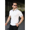 Erkek Dokulu Desen Yakalı Kısa Kollu Tişört