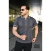 Erkek Dokulu Desen Yakalı Kısa Kollu Tişört