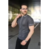Erkek Dokulu Desen Yakalı Kısa Kollu Tişört