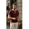 Erkek Düğme Yakalı Kontrast Yaka Triko Tişört