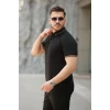 Erkek Düğmeli Yaka Waffle Kumaş Kısa Kollu Tişört
