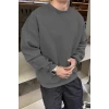 Erkek Düz Bisiklet Yaka Sweat - Füme