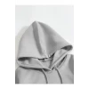 Erkek Düz Kapüşonlu Sweat - Boyalı Gri