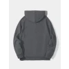 Erkek Düz Kapüşonlu Sweat - Füme