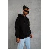 Erkek Düz Kapüşonlu Sweat - Siyah