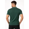 Erkek Fermuarlı Yaka Fitilli Triko Kısa Kollu Regular Fit Tişört T-shirt - Yeşil