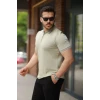 Erkek Fermuarlı Yaka Kısa Kollu Tişört