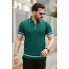 Erkek Fermuarlı Yakalı Kısa Kollu T-shirt