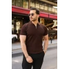 Erkek Fermuarlı Yakalı Kısa Kollu Tshirt
