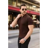 Erkek Fermuarlı Yakalı Kısa Kollu Tshirt