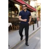 Erkek Fermuarlı Yakalı Kısa Kollu Tshirt