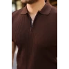 Erkek Fermuarlı Yakalı Kısa Kollu Tshirt