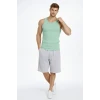 Erkek Fitilli Atlet Sıfır Yaka Slim Fit Arka Baskılı Spor Atlet