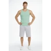 Erkek Fitilli Atlet Sıfır Yaka Slim Fit Arka Baskılı Spor Atlet