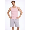 Erkek Fitilli Atlet Sıfır Yaka Slim Fit Arka Baskılı Spor Atlet - Pembe