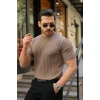Erkek Fitilli Bisiklet Yaka Kısa Kollu Tişört