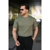 Erkek Fitilli Bisiklet Yaka Kısa Kollu Tişört