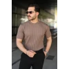 Erkek Fitilli Bisiklet Yaka Kısa Kollu Tişört